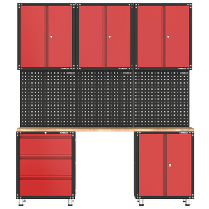9 piezas Banco de trabajo de garaje de metal y sistema de gabinete de almacenamiento