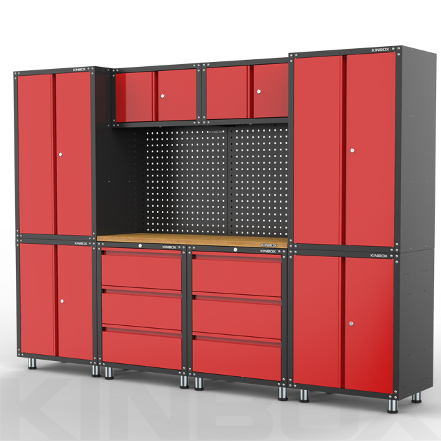 Mesa de trabajo modular de hardware para gabinetes de garaje de 11 piezas para almacenamiento de herramientas