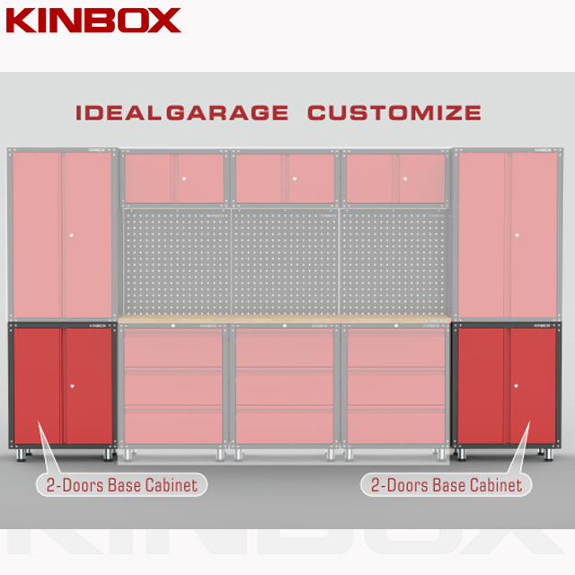 Caja de herramientas con base de 2 puertas para el garaje casero DIY