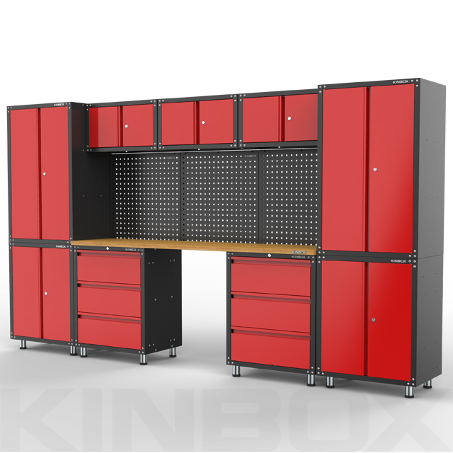 Sistema de banco de trabajo de garaje resistente de 13 piezas para almacenamiento en garaje