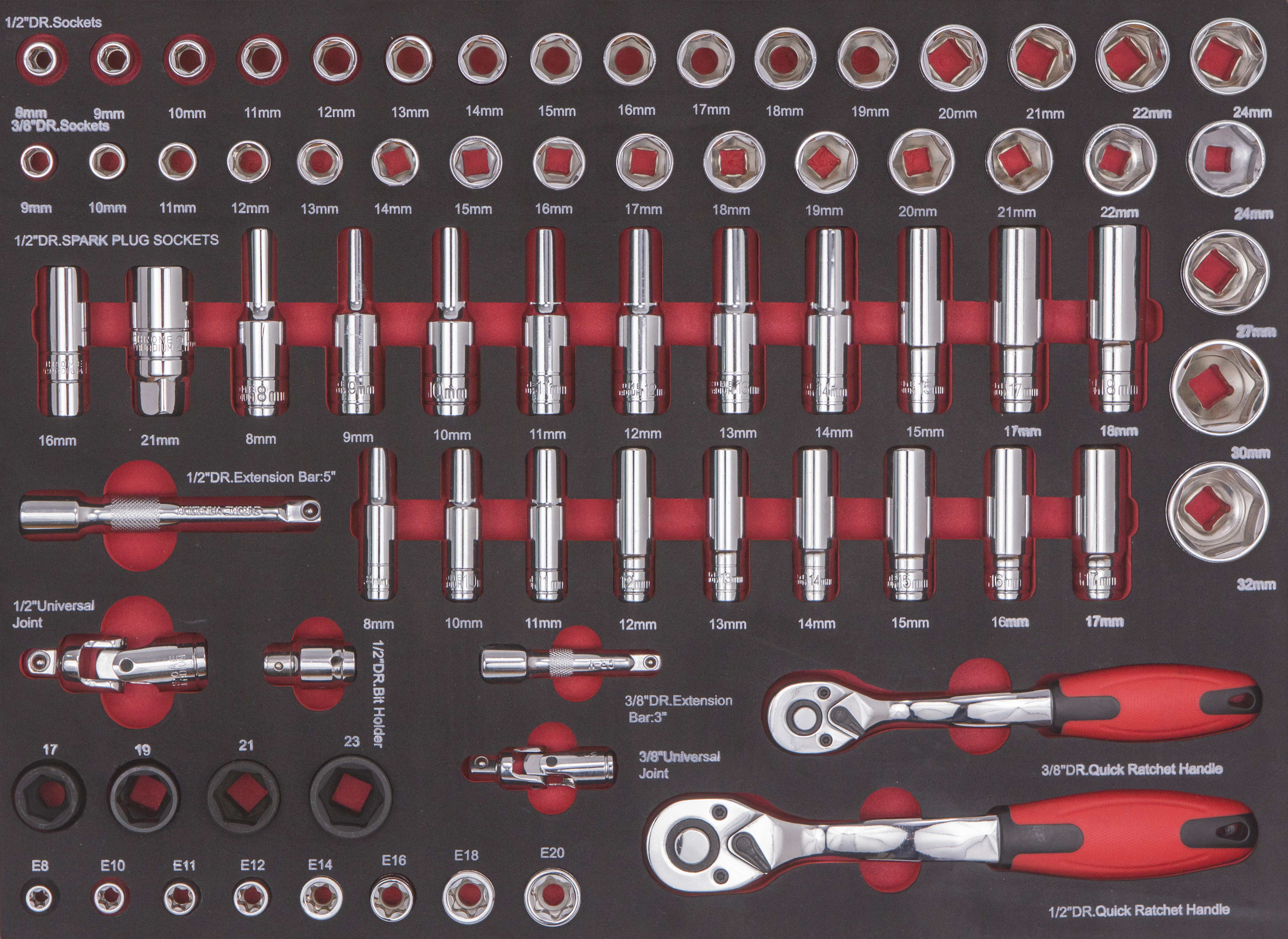 Gabinete de herramientas de 7 cajones clásicos de servicio pesado con herramientas de 229pcs